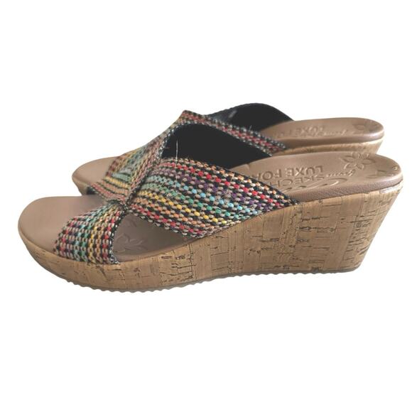 Skechers Women’s Cali Beverlee Delighted Wedge Sandals Size 9 Multicolor - Picture 3 of 9
